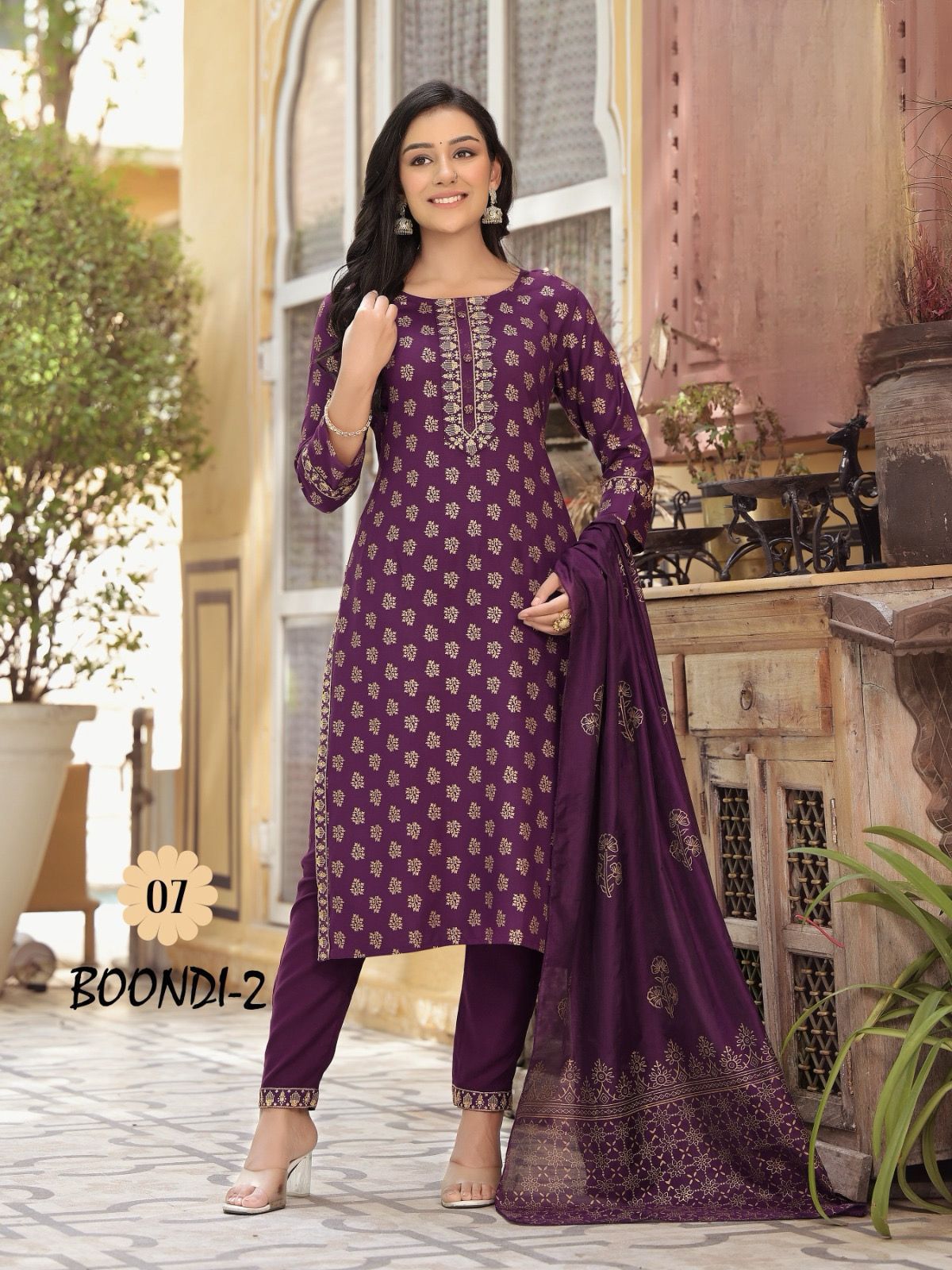 Boondi 2 By Kiya Rayon Printed Kurti With Bottom Dupatta Catalog